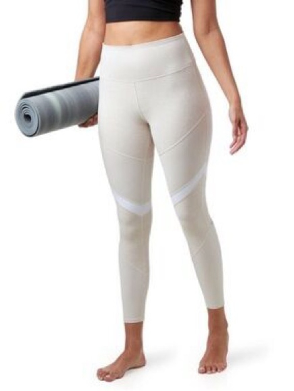 ALO Yoga Sheila High-Waist Alosoft 7/8 Leggings - Bone with White Accents